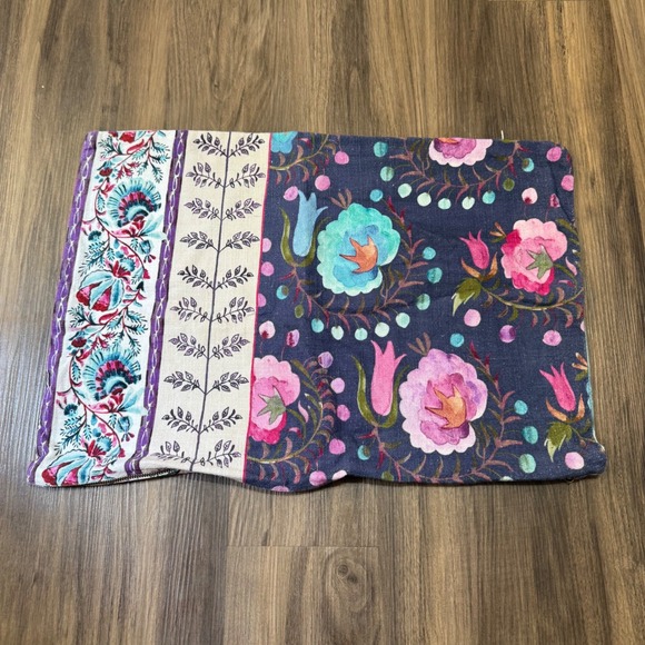 Anthropologie Meze Throw Pillow Cover Set Blue Purple Teal Paisley Floral - Picture 2 of 10